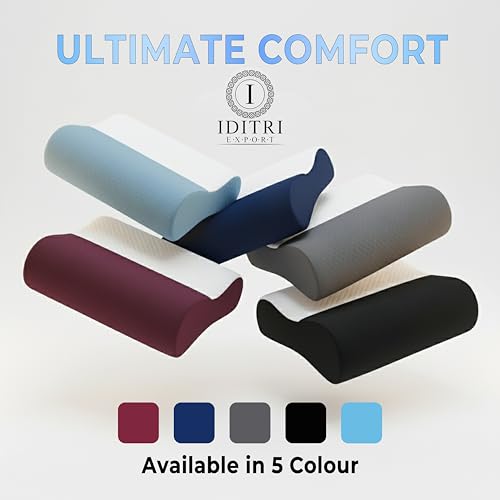 Image of Orthopedic Cervical Pillow Set of 2, Memory Foam Contour for Neck, 220 GSM Jacquard Cover, 48x30x9 cm, Sky, Ergonomic Sleeping Support, Breathable Bedding Cushion