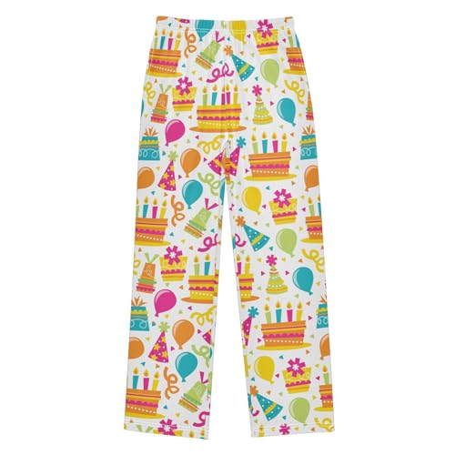 ZZXXB Birthday Cake Balloon Boys Long Pants Soft Trousers Elastic Waist Kids Lounge Bottoms with Pockets S-XL
