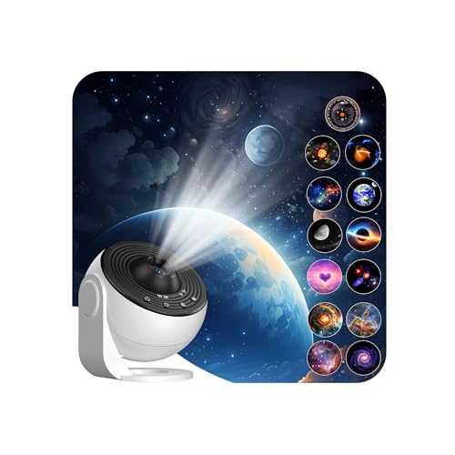 Proyector de Galaxias y Estrellas Real 360° LED - Proyector Estrellas Techo con 13 Discos Planetarios, Temporizador, Luz Nocturna para Niños/Adultos, Decoración Infantil
