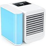 DIGIGOOD Portable Air Conditioner Cooling Fan: Evaporative Air Cooler with 3 Colors - USB Personal Air Cooler Desktop Mini Ac Unit with 1000ml Water Tank for Small Bedroom Office Home, White