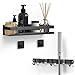 SAEYON [2 Piezas] 1 Estante Ducha Sin Taladrar & 1 Colgador Escobas y Fregonas de Acero Inoxidable, 30cm Estanteria Organizador Baño Pared + 28cm Soporte Escoba de Pared, 3 Formas de Instalar, Negro