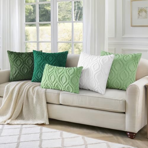 decorUhome Throw Pillow Covers 22x22 Inch Set of 2, Soft Plush Decorative Faux Fur Forest Elf Solid Couch Pillow Covers, Accent Farmhouse Neutral Square Euro Pillow Cases for Sofa Bed Living Room