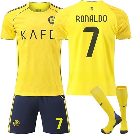 AL NASSIR New Season 2023/2024 Al-Nassr Home Football Jersey RONALDO #7 Fans Football Jersey/Shorts Socks With Knee Protectors Gift Se