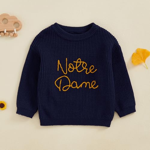 Toddler Baby Boy Girl Football Outfit Notre Dame Pullover Sweater Long Sleeve Knit Sweatshirt Spring Fall Clothes2