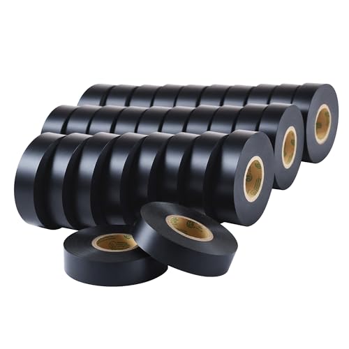 Image of Lichamp 30 Pack Black Electrical Tape Waterproof, 3 /4 in x 66ft, Industrial Grade UL /CSA Listed High Temp Electrical Tape Electric Super Vinyl