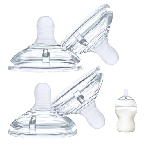 Image of LSAUVWN 4-Count Silicone Nipples Compatible with Tommee Tippee Natural Start Anti-Colic Bottles & Advanced Anti-Colic Bottles & Close to Natural Bottless and NUK Simply Natura Bottle, Fast Flow, 6m+