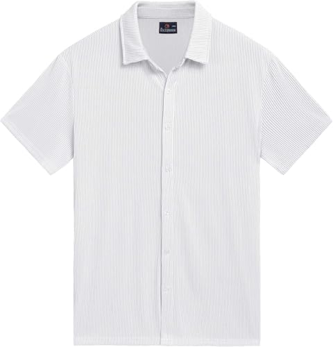 Image of CB-COLEBROOK Casual Shirt for Men|| Shirt for Men|| Men Stylish Shirt|| Men Vertical line Shirt|| Button Down Shirts Short Sleeve Fashion Textured Beach Summer Shirt Top