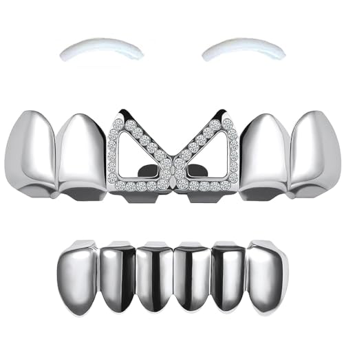 SSyang Hip Hop Teeth Grills for Mouth Braces Decoration, with 2 Silicone Moulds