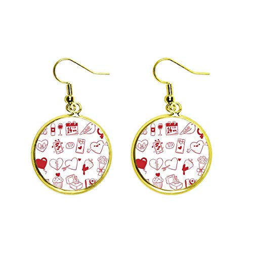 Pendientes de amor de san valentín colgantes dorados joyería mujer