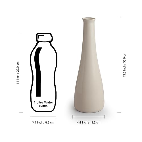 Image of ExclusiveLane 'Minimalistic Elevated' Ceramic Flower Vase for Home Decor Flower Vase for Living Room (Handglazed Studio Pottery, 13.3 Inches) | Ceramic Flower Vases for Home Decoration