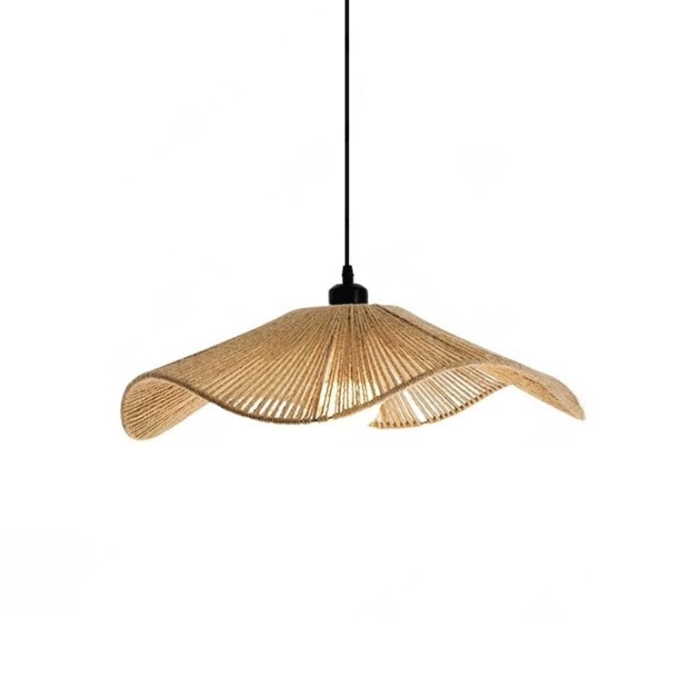 CHUNGYANG Farmhouse Chandelier Light Fixture Pastoral Kitchen Island Lighting Fixture Hand-Woven Hemp Rope Pendant Light with Adjustable Suspension Line One-Light Natural Hemp Rope Hanging Lamp