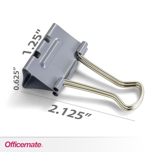 Officemate EZ Binder Clips, Medium Size, 12/Box, Gray (99250) image 1