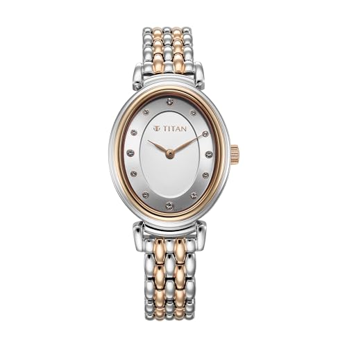 Image of Titan Aura Phase Quartz Analog Silver White Dial Stainless Steel Strap Watch for Women-95242WM01