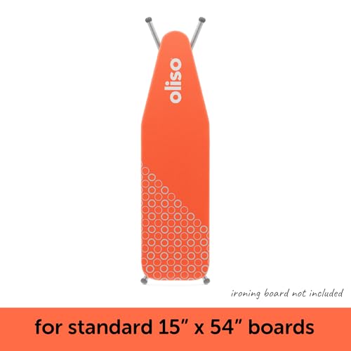 Image of Oliso Ironing Board Cover, Durable 100% Cotton Lined with Professional Grade Felt pad - Fits Standard 54 inch x 15 inch Boards, a Wide Elastic Edge, Two Adjustable Straps for Secure Fit (Coral)
