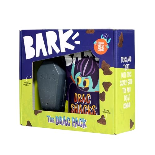 Barkbox Drac Pack Halloween Dog Toy & Treat Bundle - Treat Dispensing Chew Toy and Soft Baked Pumpkin Dog Treats