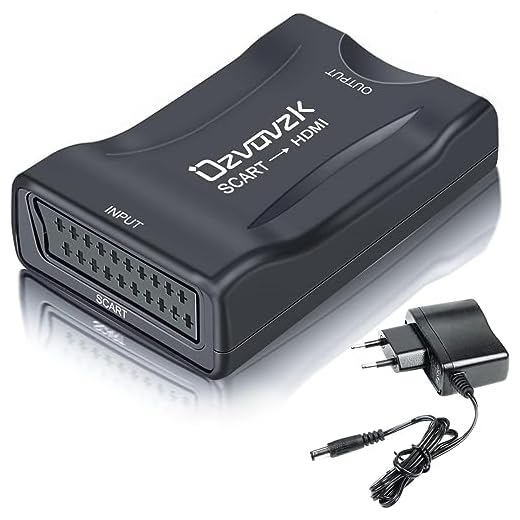 Ozvavzk SCART till HDMI-omvandlare, SCART ingång HDMI-utgång, sammansatt HD stereo videoadapter, 1080P HD för HDTV STB VHS Xbox PS3 Sky DVD Blu-Ray