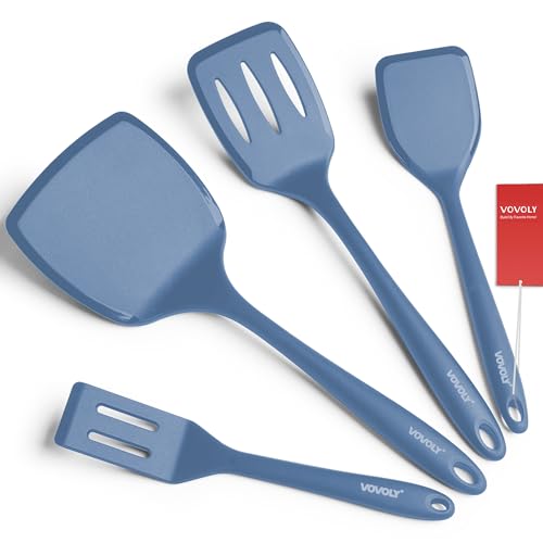 Image of Silicone Spatula Set, 600F Heat Resistant Silicone Spatula Turner Flipper for Cooking, Non Stick and Non Scratch Kitchen Utensils for Eggs & Pancakes, 4 Pack,Starry Blue