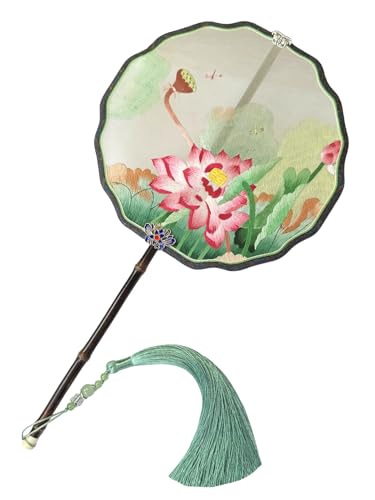 Éventail en soie brodé main HangErFeng 320, l'excellence de l'artisanat d'art double face