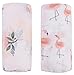 Mousseline bébé Lange couverture | (lot de 2, Fleur & Flamant) Maxi Lange 120x120cm 70% Bambou / 30% Coton | Couverture Emmaillotage pour Bébé (Floral & Flamingo)