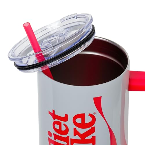 Image of Silver Buffalo Coca Cola Diet Coke Vertical Ribbon 40oz Stainless Steel Tumbler w Handle