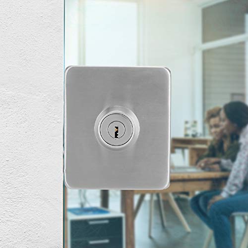 Door Lock Latch, Glass Door Latch No Drilling Solid for Home Office, Metallic Silver - Image 3