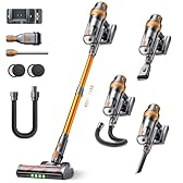 SMOTURE Aspirateur Balai sans Fil 600W/50KPa/65Min, Aspirateur sans Fil Puissant avec Tuyau Extensible 1m, Charge Murale, Mode Auto, Aspirateur Balai Écran LCD pour Poils d’Animaux/Sols/Tapis/Voiture