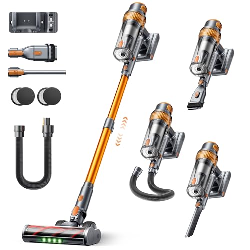 SMOTURE 50KPA/600W/65Min (Eco) Aspiradora sin Cable, Aspirador Escoba Vertical, Incluye Manguera de 1M y Cepillo Anti-Enredo con Luz, Carga de Pared, para Pelo de Mascotas, Suelos, Alfombras y Coche SMOTURE 50KPA/600W/65Min (Eco) Aspiradora sin Cable, Aspirador Escoba Vertical, Incluye Manguera de 1M y Cepillo Anti-Enredo con Luz, Carga de Pared, para Pelo de Mascotas, Suelos, Alfombras y Coche