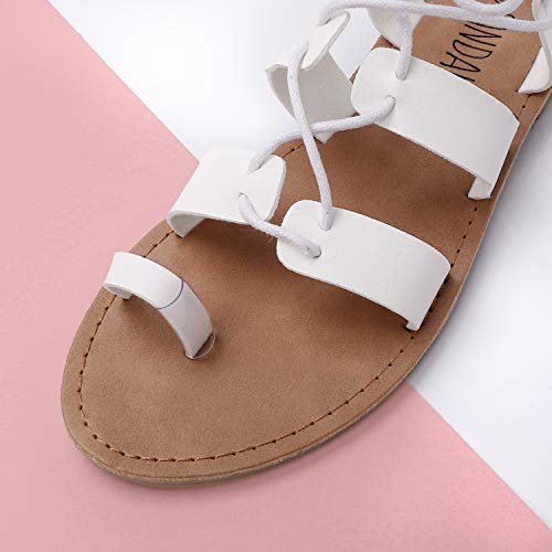 SANDALUP Tie Up Flat Gladiator Roman Sandals for Women - Image 4