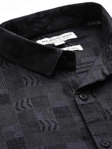 Image of Majestic Man Custom Abstract Printed Pure Cotton Slim Fit Casual Shirt