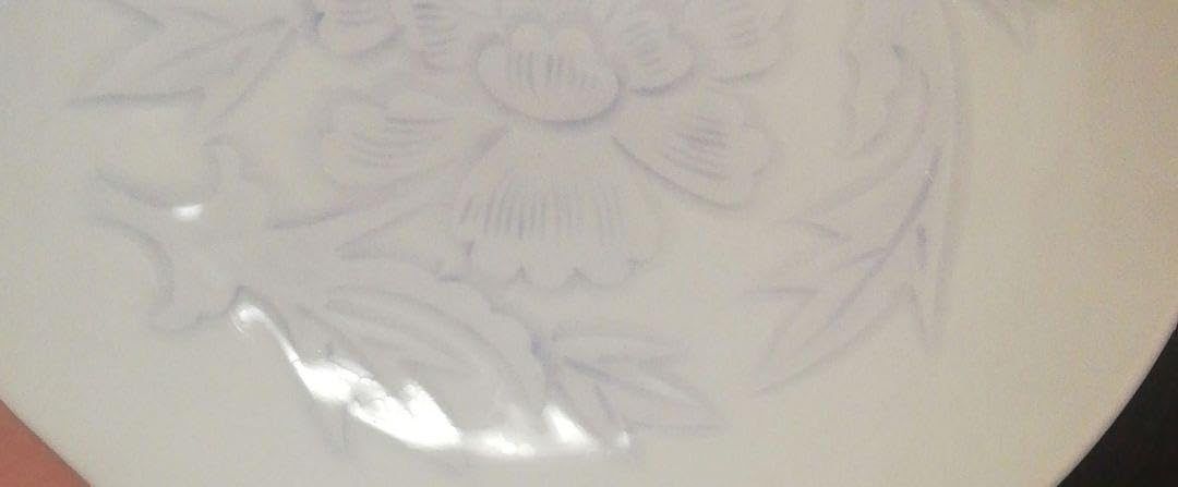 Amazon.co.jp: 人間国宝 井上萬二作 白磁 染牡丹彫文 皿 共箱 略歴付