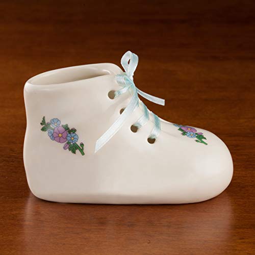Porcelain Baby Bootie Heirloom – Blue Boy - Ceramic Baby Shoe Keepsake – Birth, Baptism or Christening Gift - 4” Long by 2” Wide2
