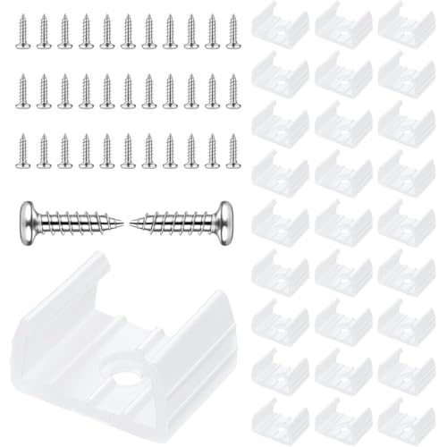 SWYZOR 50 Pièces Fixation Ruban LED, LED Néon Montage Clips Support Montage, Support pour Bandes, Inclure Vis pour 10mm à 12mm Silicone LED Néon Bande...