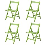 Totò Piccinni Set 4 SEDIE Pieghevoli Legno di Alta qualità, Comode, Resistenti, Salvaspazio (Verde)