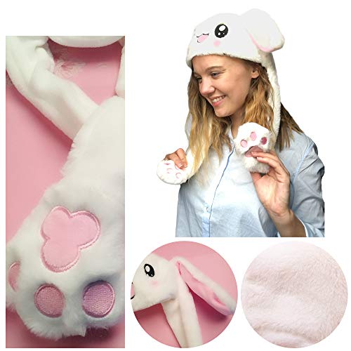 JSVER Grappige pluche Konijnenhoed met bewegende Oren Pet dierenhoed Hoofddeksels Kostuumaccessoire Oren die opduiken bij het indrukken van de poten - Image 3