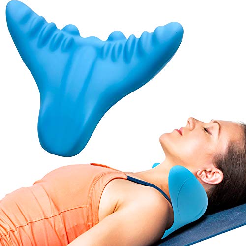 Cervical Neck Traction Massage Pillow - Pain Relief Trigger Point Acupressure Massage Therapy, Portable Chiropractic Spine Alignment Stretcher Device, Ergonomic Neck Support for Muscle Tension Relief