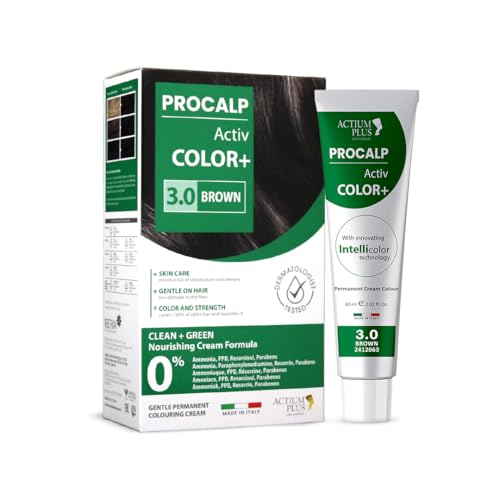 PROCALP Activ Color+ (3.0-BROWN) | Long-Lasting Permanent Hair Color | Dermatologist-Tested | For Men and Women