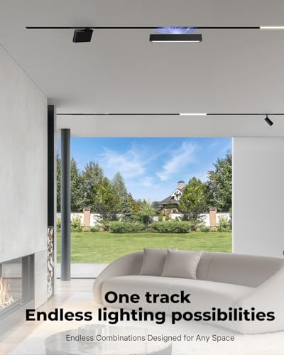 Image of SCON 1.65FT / 19.7in Track Rails, Recessed Magnetic Track Lighting Kit, 50cm Aluminum Rail System, Easy Installation for Flush-Mount LED Lamp Heads, for Use at the End of Magnetic Track Lighting System