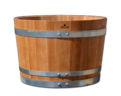 Preisvergleich Produktbild Temesso Blumentopf, Blumenkübel aus Eichen-Holz - Fass, Holzfass als Pflanzkübel - Weinfass, Bottich, Holzkübel (D30 bis D60) geölt (D30 H30 geölt)