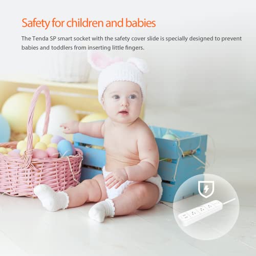 Tenda Sp15 Smart Wi-Fi Plug Smart Power Strip, Surge Protector With 3 Individually Controlled Smart Outlets And 2 Usb Ports, Surge Protection, Alexa Voice Control And Google Home, 1875W|15A|White #TOP7