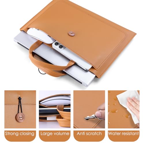 Leather Laptop Messenger Bag, Large Volume, Water Resistant, Anti Scratch3