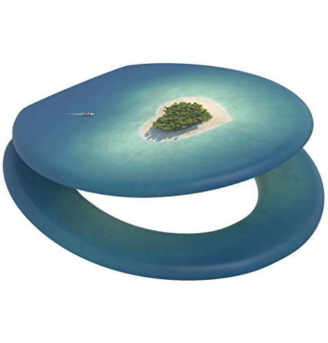 Sanilo ROUND, Silent Slow Close, Molded Wood, Adjustable Toilet Seat (Dream Island) - Image 5