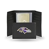 ravens nfl kader Schwarzes Lederetui mit dreifacher Faltung, Maße: ca. 7,6 x 10,2 cm