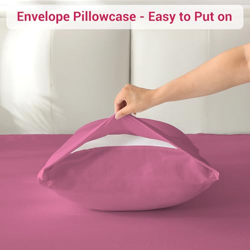 Image of Softan Microfiber Full Sheet Set with Non-Slip Corner Straps, Hot Pink | 15 inch Deep Pocket Fitted Bed Sheets, Double Brushed Microfiber, Cozy Sheets & Pillowcase for All Season
