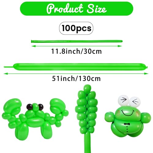 Image of 100Pcs Green 260 Balloons, Long Balloon for Tying Balloon Arch, Long Skinny Balloons for Twisting Ballons Animal balloons Birthday Party Wedding Festival Decorations