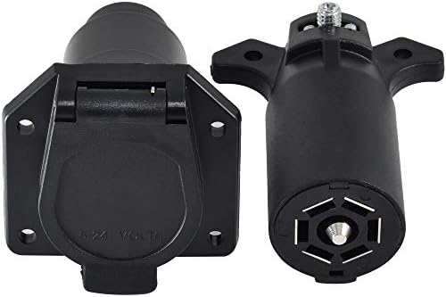 Oyviny 7 Pin Trailer Connector Male & Female, 7 Way Female and Male Trailer Plug Splice Kit, RV 7 Blade Trailer Receptacle for RV Boat 6-24V