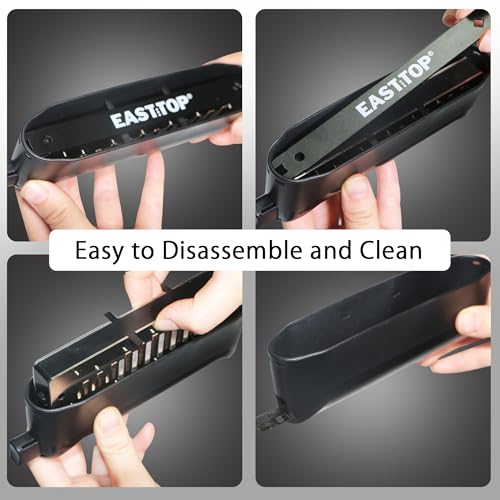 Image of EAST TOP 12 Hole Chromatic Harmonica C Key Mouth Organ for Adults and Professionals with Unique Modern Design ET12, Black Cover