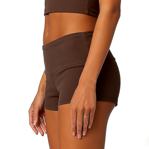 Image of KMBANGI Womens Fold Over Shorts Elastic Waist Y2k Lounge Shorts Foldover Cute Pajama Micro Bottoms Mini Shorts Sleepwear