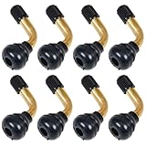 YUEARN 8Pcs Tubeless Tire Valve Stem PVR70 Brass Stems Bent 90 Degree Angled Snap-in Black Rubber Base for...