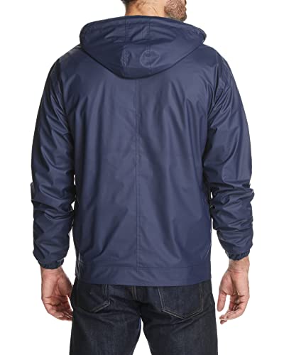 Image of Weatherproof Vintage Mens Lightweight Waterproof Coated Hooded Rain Jacket- Light Windbreaker Raincoat for Men- Rain Slicker