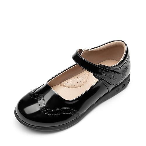 DREAM PAIRS Girls School Uniform Shoes Mary Jane Black Flats 3 Little Kid All Black